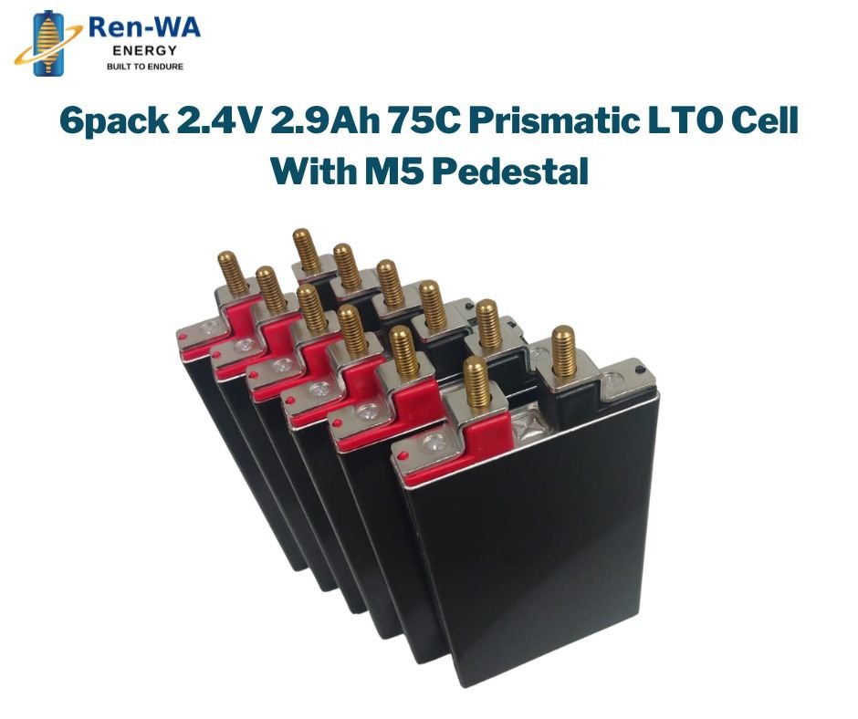 6pack 2.4V 2.9Ah 75C Prismatic LTO Cell With M5 Pedestal